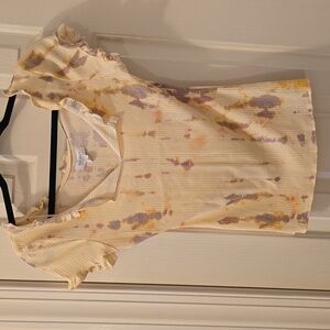 TRUE CRAFT WOMEN'S JUNIOR SHORT SLEEVE IVORY TIE DYE SUMMER TOP SIZE XS